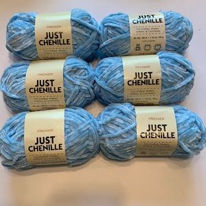 6 Skeins Premier Yarn chenille light  blue color